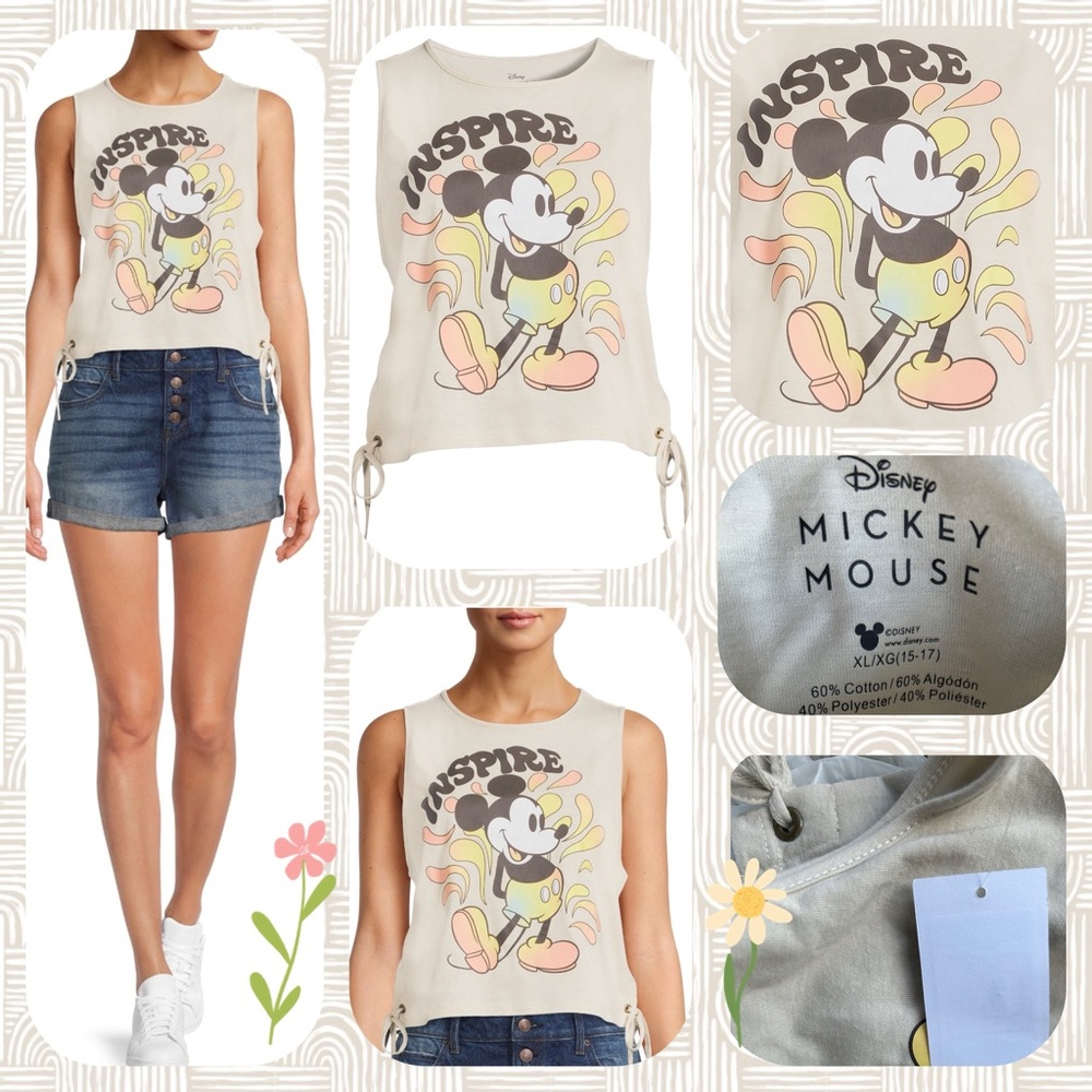 XL Mickey Mouse Women's Side Tie Knit Tank Top
